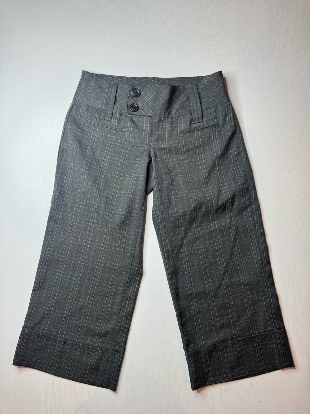 Vanity Gray Plaid Cropped Wide-Leg Dress Pants